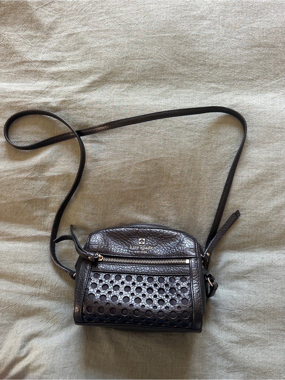 kate spade Brown Perforated Leather Crossbody Bag
